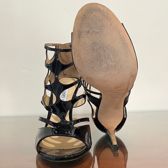 EUC Jimmy Choo Ren 100 Cut Out Black Leather Heels - Picture 13 of 13